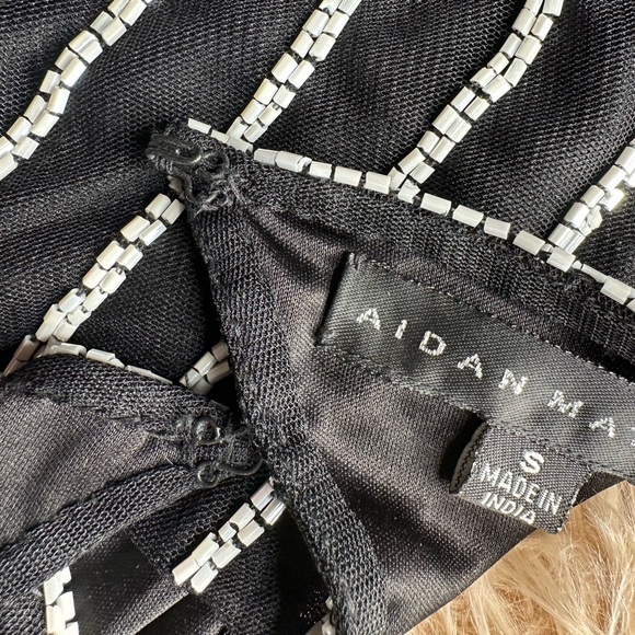 Aidan Mattox Black and Silver Beaded Blouse - Picture 12 of 14